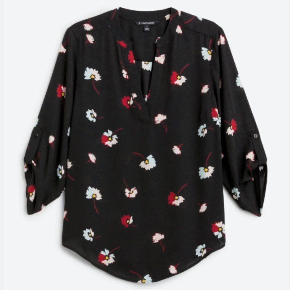 41 Hawthorn Freeman Split Neck Blouse  XL | Black
